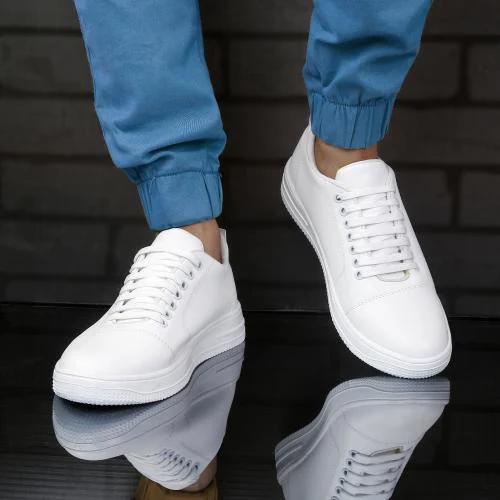 Kraasa white Lace Up Sneakers For Men