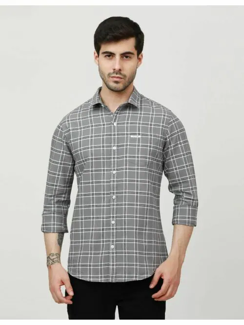 FLY69 Slim Fit Casual Shirts Premium Collections Grey Colour XL Size