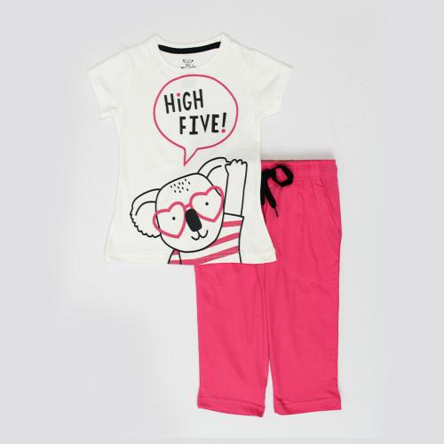 My Cubs - Girl Top and Capri Set - Pink Panda - 2-3 Years