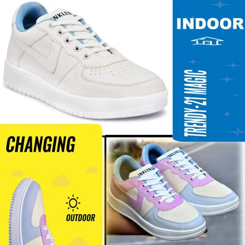INKLENZO Men's magic Outdoor Color Change Sneakers Premium White Casual Shoes For Men Outdoors For Men   