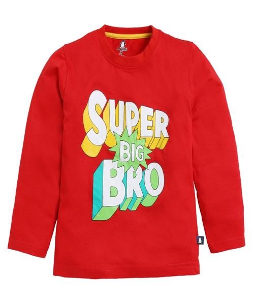 CRAZYPENGUIN ELITE Boys T-Shirt Chest Printed Full Sleeves T Shirts for Light Winters Pack of 1|Red (5-6 Years)