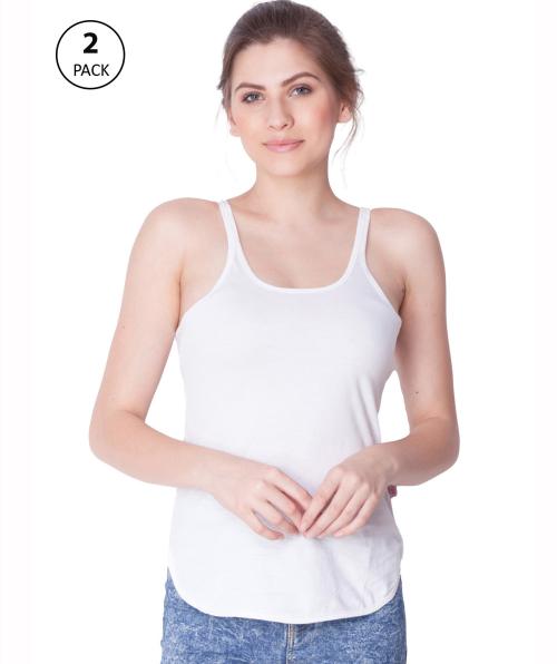 Dollar Missy Women Camisole Mayuri Long Pack of 2- White