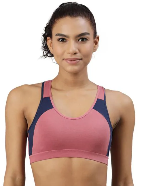 Blossom Women's Medium impact sports bra with removable cookie pad and racer back styling_Workout bra Rose Gold 38B