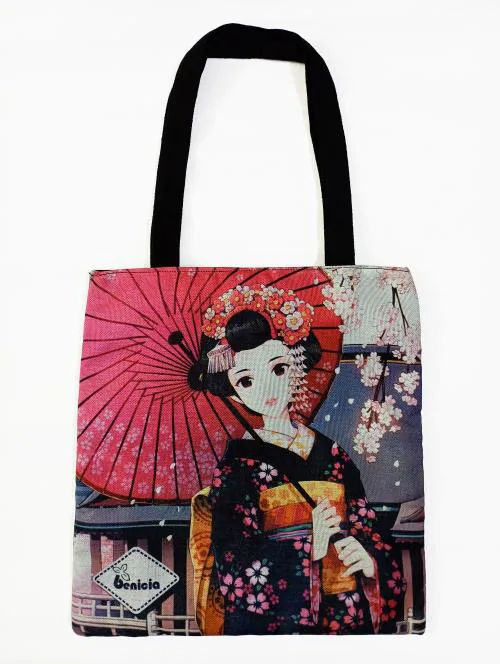 Cute Doll Print Cotton Canvas Backpack