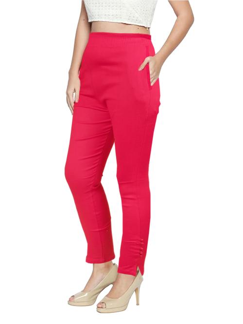 CADILA Women Slim Fit Coral Viscose Rayon Trousers