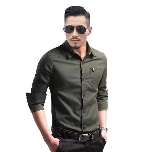 TB Trybuy.in Exclusive Designer Army Green Cotton Solid Casual Shirt for Men