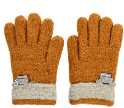 Soku Shopee Boys and Girls Brown Self Design Wool Blend Glove
