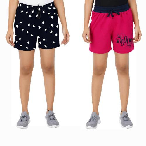 Jocker Women Star Blk-Pk Cotton Shorts (4Xl)