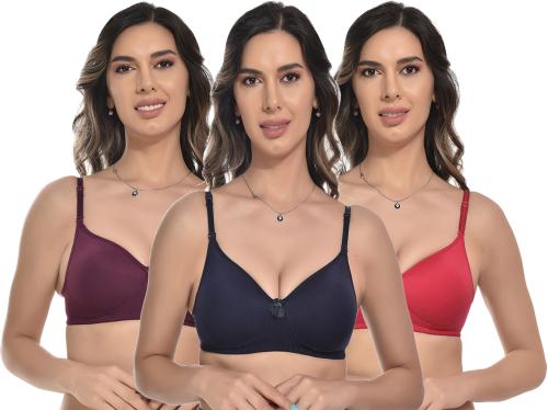 FIMS - Fashion is my style Women Multicolor Solid Cotton Blend Pack of 3 Padded Bra