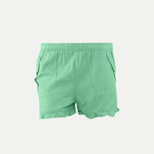 Rad Prix Girls Pista Green Cotton Shorts with Frill-detail