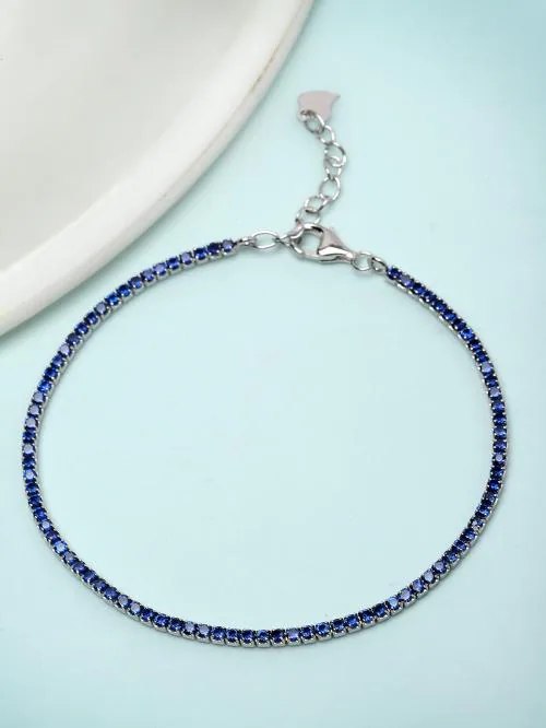 Pissara by Sukkhi Stylish 925 Sterling Silver Square Shaped Cubic Zirconia Tennis Bracelets For Women & Girls|with Authenticity Certificate, 925 Stamp & 6 Months Warranty