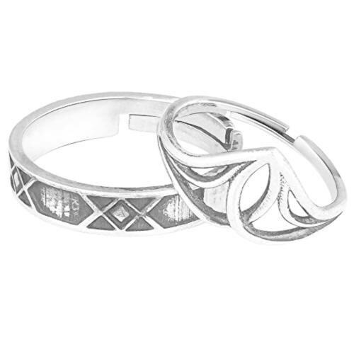 Giva Sterling Silver Adjustable Oxidised Silver Forever Together Couple Bands