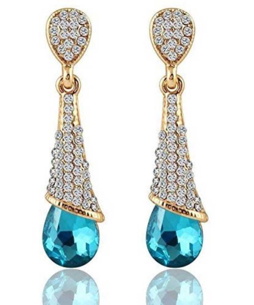 Valentine Gifts : YouBella Women Jewellery Valentine Collection Zircon Fancy Party Wear Earrings for Girls and Women (Blue)