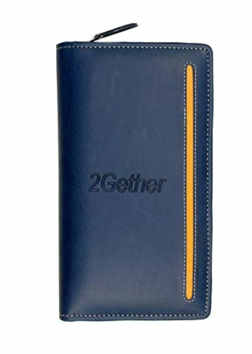Sukeshcraft 2gether Navy Blue Synthetic Passport Holder for 4 Passport, 3 Shopping Card, 3 Credit Card and 2 Currency Pocket