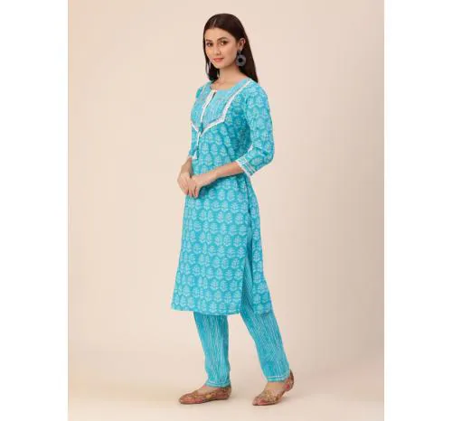 Soovi Sky Blue Kurta with Pajama for Women