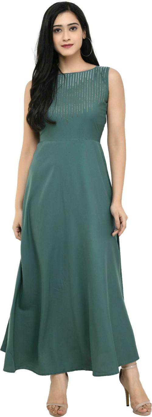 IQRA FASHION Women Dark Green Solid A-line Dress