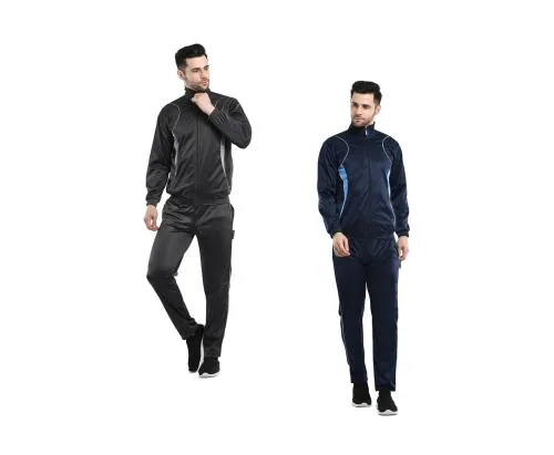 IndiWeaves Men Solid Stylish Polyester Zipper Tracksuits for Winter [Pack of 2] Multicolor12