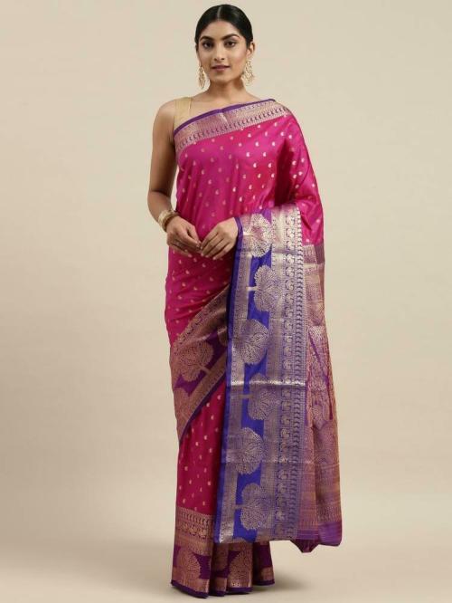 Pandadi Saree Women Pink Cotton Silk Banarasi Saree
