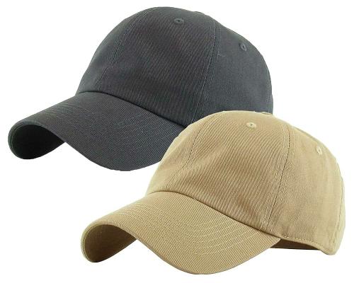 ZIPPER-G Unisex Dark Grey, Khaki Solid Cotton Pack of 2 Baseball Cap (Free Size)