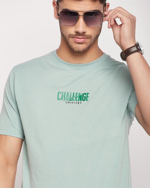 UNIBERRY Men's Cotton Half Sleeves Printed Round Neck T-shirt-