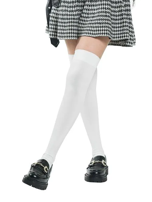 IGNOTO Cotton Blend Thigh-High Stockings || Knee High Socks Long Female Transparent White Stockings Women Varicose Nylon Stockings