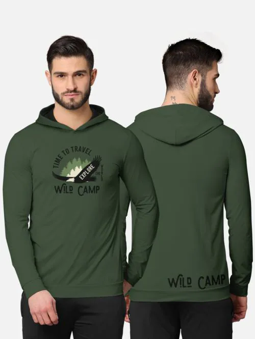 BULLMER Men Olive Cotton Blend Printed Single Sweatshirts