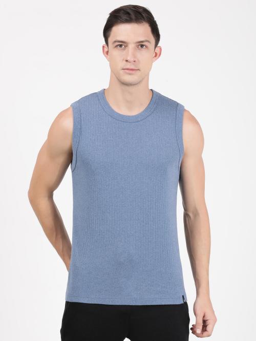 Jockey 9930 Men's Blue Solid Cotton Sleeveless Vest