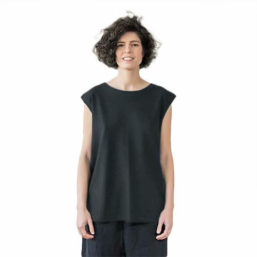 NOTWILD Women Light Black Solid Cotton Tank Top T-Shirt (XXL)