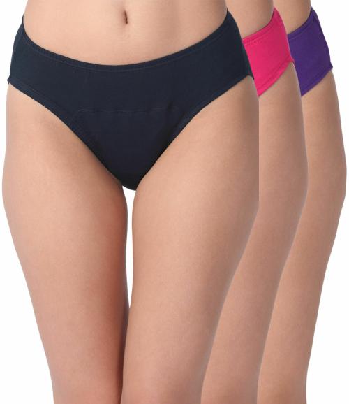 Adira | Leak Proof Period Panties | Hipster Fit | Reusable | Leakproof Panty For Periods | For School, Travel & Work | Medium Flow | Use With Pad | Pack Of 3 | Navy Blue, Dark Pink & Magenta | XXXL