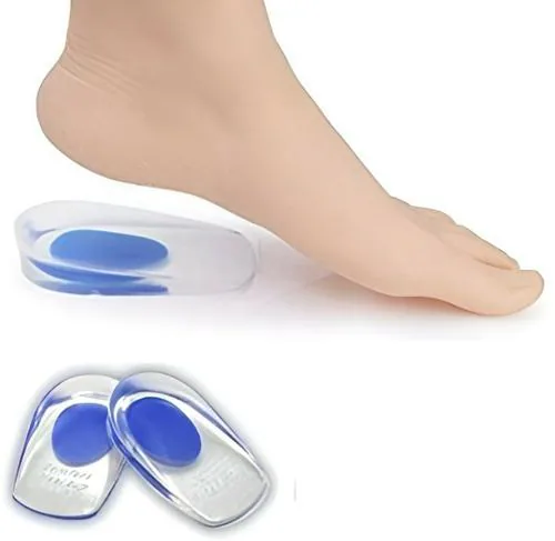eDESIRE Silicone Gel Heel Pads Protector Insole Cups For Plantar Fasciitis Heel Swelling Pain Relief Foot Care Support Cushion for Men And Women, 1-Pair, Blue (Free Size)