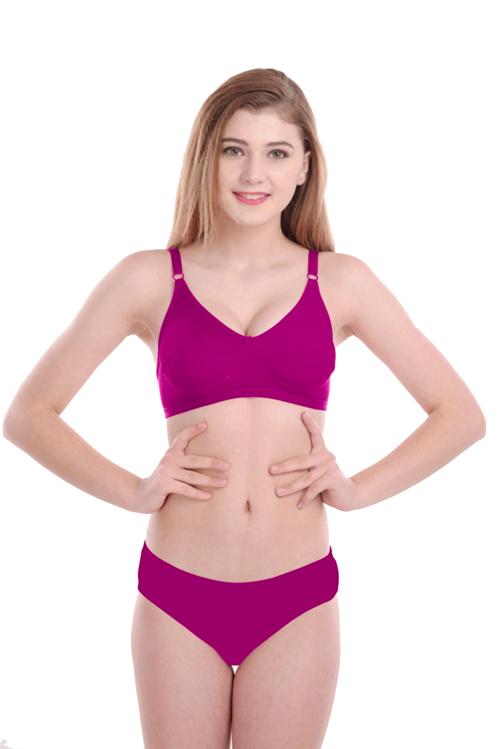 Samvar -Women Cotton Bra Panty Set for Lingerie Set ( Pack of 1 ) ( Color : Pink )
