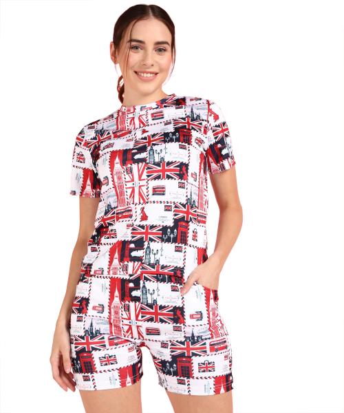 ROSKOSH Women Multicolor Printed Top & Shorts Set