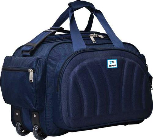 Zeden Blue Nylon Duffel Bag With Wheels 60 L