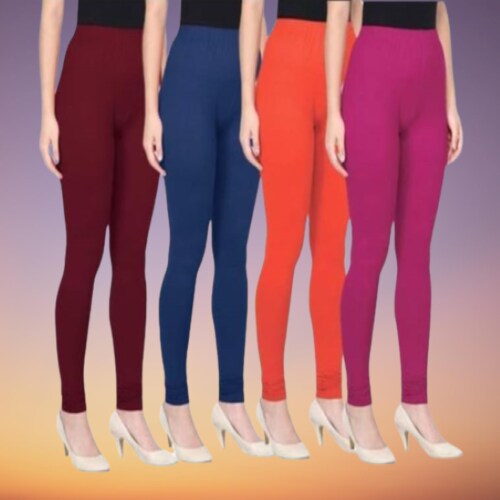 Women's Cotton Multicolor Leggings Pack of 4