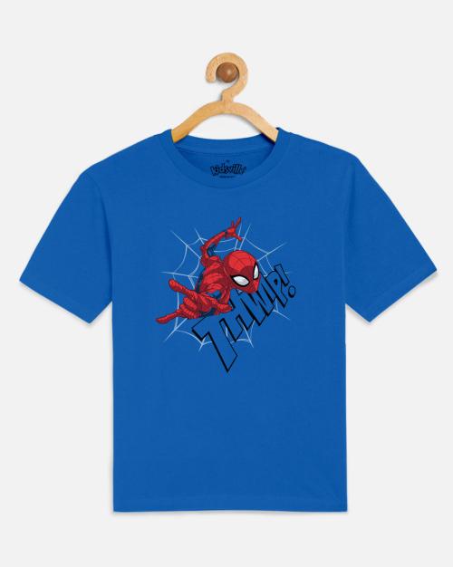 Kids Boys Spiderman Printed Blue Tshirt