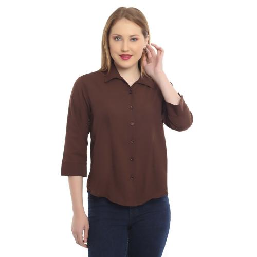 Buy R Cube Women Casual / Office Wear Poly crepe Button Down Shirt