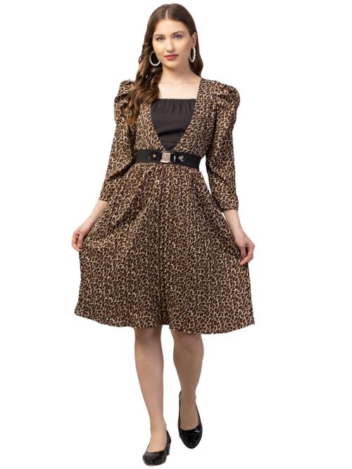 Animal Print Short Dress-118-D1