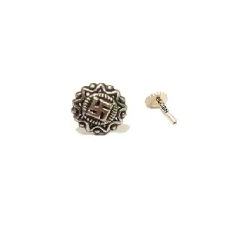 ELOISH Oxidized 92.5 Sterling Silver Nose Pin for Women Swastik Design . Sathiya Design