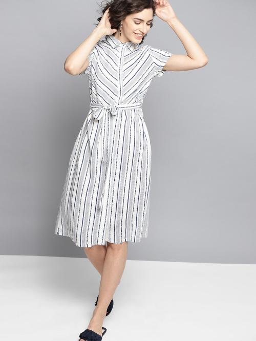 Carlton london Women Dark Blue Striped Dress