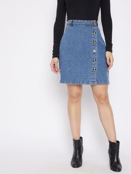 Uptownie Lite Women Blue Solid Denim Single Skirt