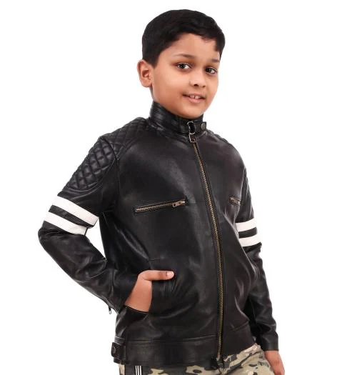Leather Retail Baby Boy Faux Leather Jacket for Kids Outerwear Fashion