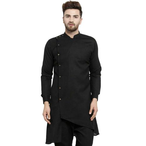 TREEMODA Men Black Linen Kurta