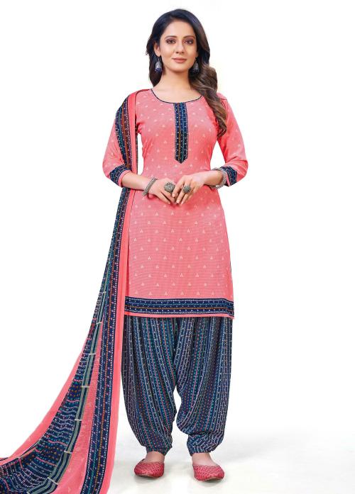 FASHION VALLEY Crepe Printed Kurta & Patiyala Material, Pink