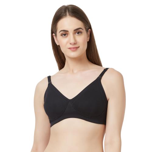 SOIE- Non Padded Non Wired Black Maternity Bra-Black-34B