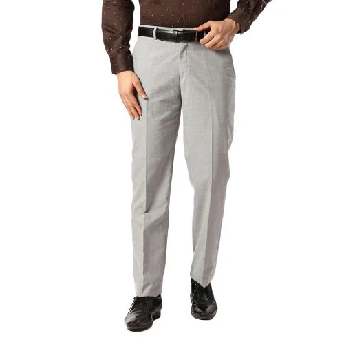 Buy Park Avenue Regular Fit Solid Medium Grey Trouser Online at Best ...