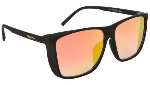 NuVew UV Protected Mirrored Unisex Wayfarer/Shield Sunglasses - (Mirror Red-Gold Lens | Matte Brown Frame | Large Size)