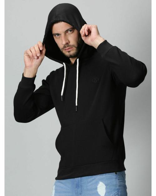 Bee Brezo Men Black Solid Pure Cotton Sweatshirt - M