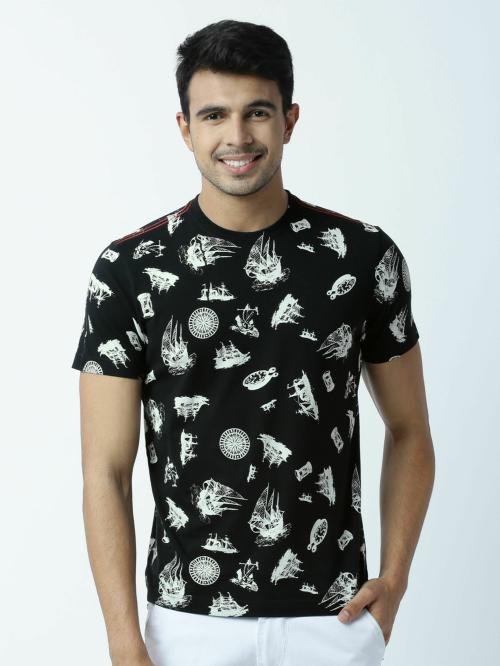 Huetrap Mens Round Neck T-shirt Short Sleeves Tshirts Size XXL Colour Black