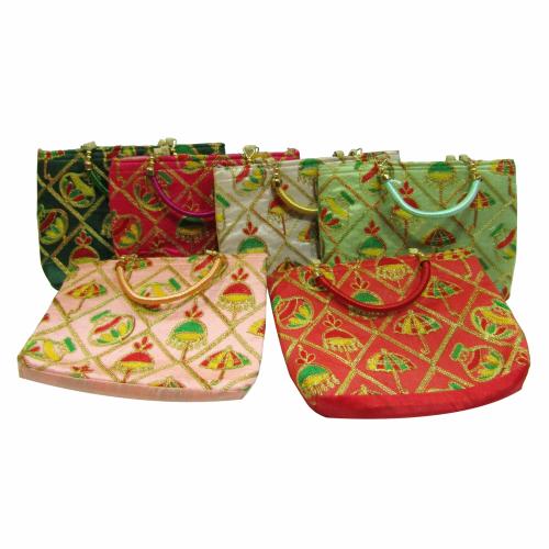 Purple Pink Umbrella Matka Embroidery Purse For Shagun Potli Pouch, Potli Bags For Return Gifts For Women Mehndi Haldi Wedding Engagement Pooja Party Favor Bags - Pack Of 50