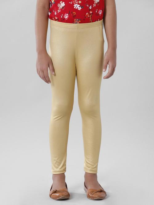 De Moza Girls Gold Solid Polyester Legging (15-16 Years)